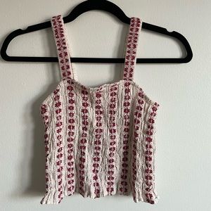 American Eagle Red and White cropped tank top. Size XS.